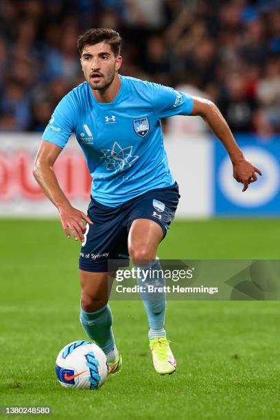 Paulo Retre of Sydney FC controls the ball during the round 17 A-League Men's match between Western Sydney Wanderers and Sydney FC at CommBank...