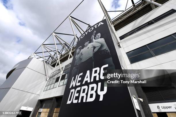 View outside of the Pride Park Stadium, home of Derby County ahead of the Sky Bet Championship match between Derby County and Barnsley at Pride Park...