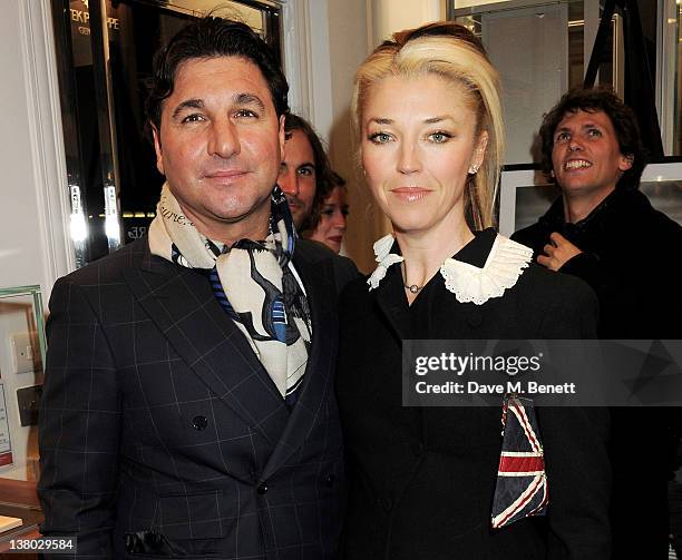 Giorgio Veroni and Tamara Beckwith attend a private viewing of "Gaucho", a photographic exhibition by Astrid Munoz, at the Jaeger-LeCoultre Boutique...