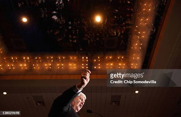 Republican presidential candidate, former Speaker of the House Newt Gingrich speaks during his Florida primary night party January 31, 2012 in...