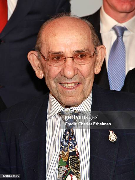 Former New York Yankees catcher Yogi Berra attends the 32nd Annual Thurman Munson Awards at the Grand Hyatt on January 31, 2012 in New York City.