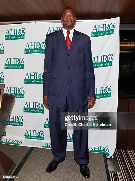 Former basketball player Dikembe Mutombo attends the 32nd Annual Thurman Munson Awards at the Grand Hyatt on January 31, 2012 in New York City.