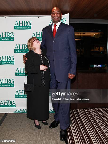 Honorary Chair Diana Munson and former basketball player Dikembe Mutombo attend the 32nd Annual Thurman Munson Awards at the Grand Hyatt on January...
