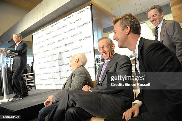 New York City Mayor Michael Bloomberg, Architect Frank Gehry, Steve Rossen, Actor Edward Norton and Signature Theatre Founding Artistic Director...
