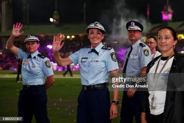 Commissioner of Police Karen Webb marches during the 44th Sydney Gay and Lesbian Mardi Gras Parade on March 05, 2022 in Sydney, Australia. The Sydney...