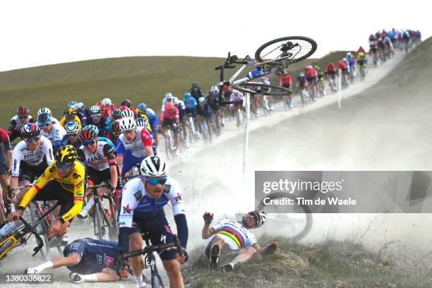 Tiesj Benoot of Belgium and Team Jumbo - Visma, Lewis Askey of United Kingdom and Team Groupama - FDJ, Tadej Pogacar of Slovenia and UAE Team...