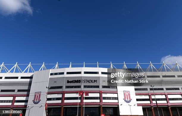 General view outside the Bet365 stadium during the Sky Bet Championship match between Stoke City and Blackpool at Bet365 Stadium on March 05, 2022 in...