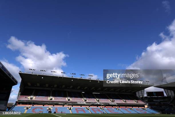 General view inside the stadium prior to the Premier League match between Burnley and Chelsea at Turf Moor on March 05, 2022 in Burnley, England.