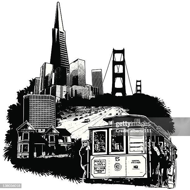 san francisco skyline - san francisco california stock-grafiken, -clipart, -cartoons und -symbole