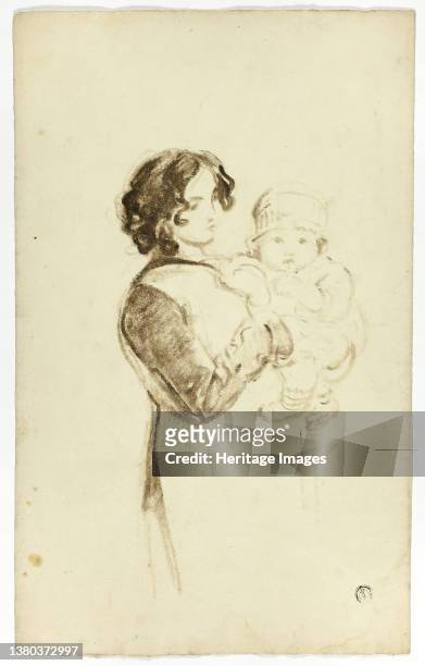 Young Woman Holding Baby, circa 1830. Artist Thomas Jones Barker, Thomas Barker. (Photo by Heritage Art/Heritage Images via Getty Images