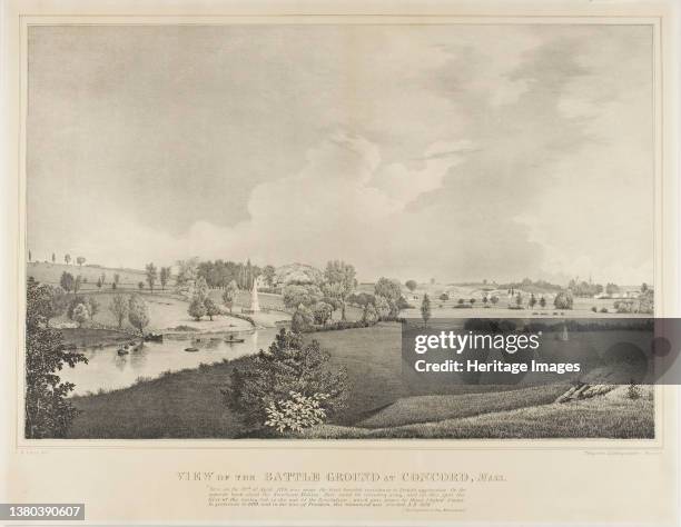 View of the Battle Ground at Concord, Massachusetts, circa 1850. Artist Fitz Hugh Lane. (Photo by Heritage Art/Heritage Images via Getty Images