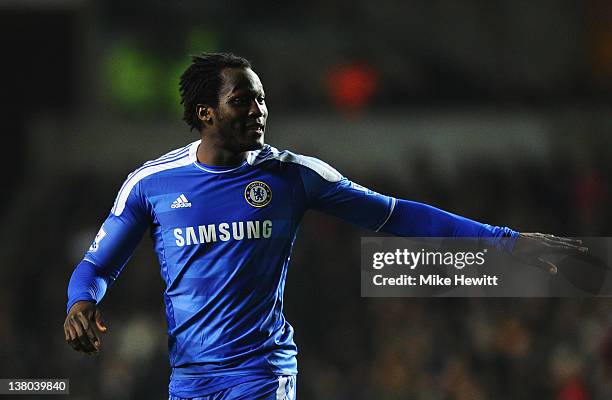 Romelu Lukaku of Chelsea gives instructions during the Barclays Premier League match between Swansea City and Chelsea at Liberty Stadium on January...