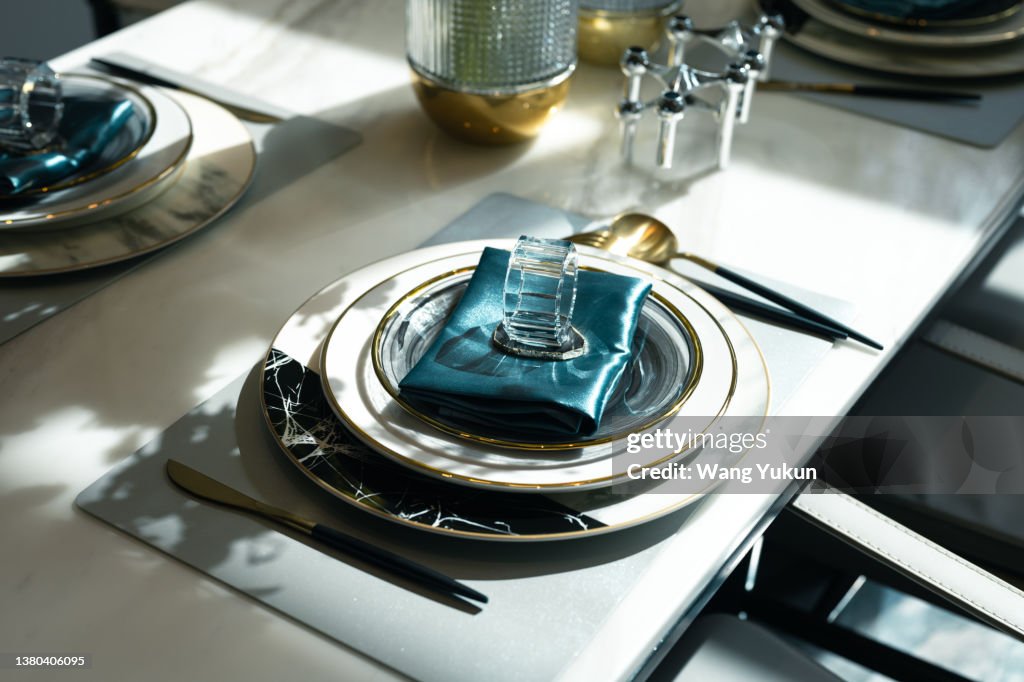 Neatly arranged cutlery on the table