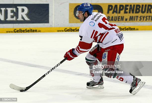 Brian Roloff of Augsburg skates against the Hannover Scorpions during the DEL match between Hannover Scorpions and Augsburger Panther at TUI Arena on...