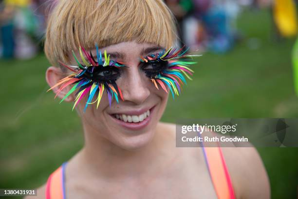 Mary, marching with the BMW Mini group, looks on at 44th Sydney Gay and Lesbian Mardi Gras Parade on March 5, 2022 in Sydney, Australia. The Sydney...