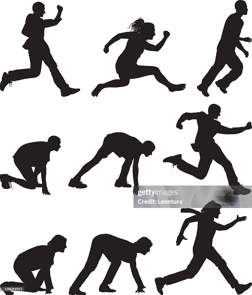 Silouettes Rushing Running Silhouettes High-Res Vector Graphic - Getty Images