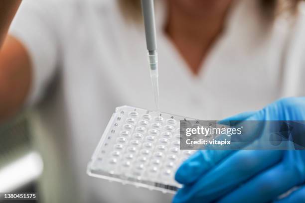 pruebas pcr de laboratorio - instrumento de la reacción en cadena de la polimerasa fotografías e imágenes de stock