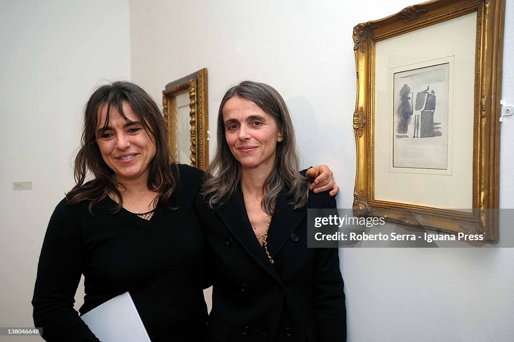 Giuliana And Cristina Pavarotti Attend Giorgio Morandi Paintings Press Preview