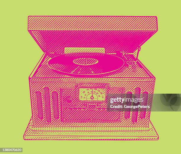 ilustraciones, imágenes clip art, dibujos animados e iconos de stock de vintage record player - lp