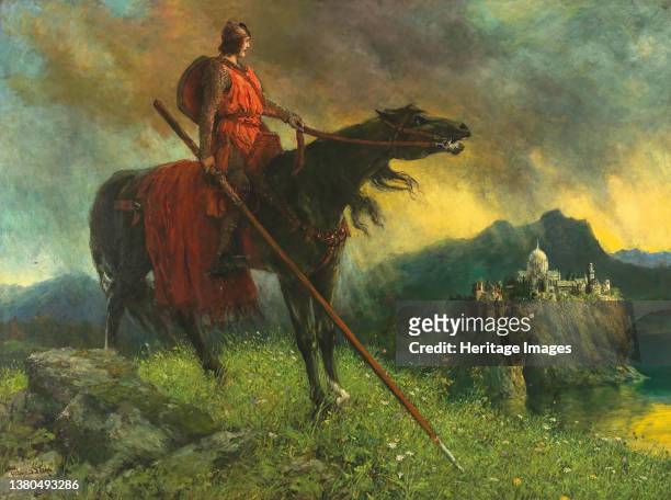 Parsifal on the Way to the Grail Castle, 1920. Private Collection. Artist Leeke, Ferdinand . (Photo by Fine Art Images/Heritage Images via Getty...