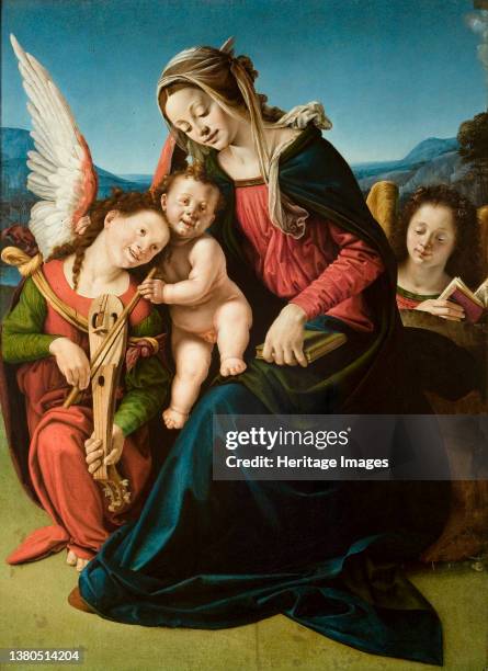 The Virgin and Child with two angels, ca. 1505-1510. Found in the Collection of the Fondazione Cini, Venezia. Artist Piero di Cosimo . (Photo by Fine...