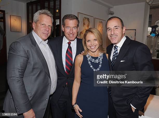 Steve Tisch, Brian Williams, Katie Couric and Matt Lauer attend the New York Giants Super Bowl Pep Rally Luncheon at Michael's on February 1, 2012 in...