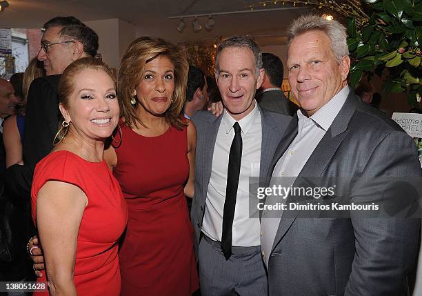 Kathie Lee Gifford, Hoda Kotb, John McEnroe and Steve Tisch attend the New York Giants Super Bowl Pep Rally Luncheon at Michael's on February 1, 2012...