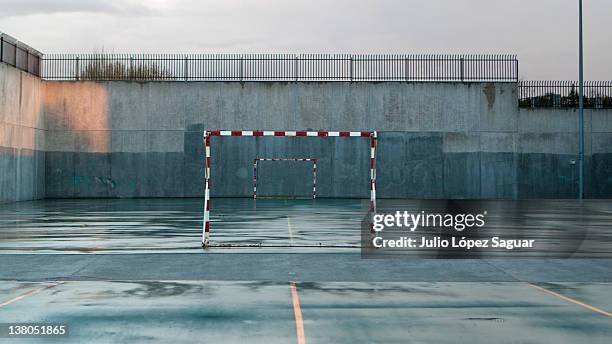 two handball goals - alcorcon stock pictures, royalty-free photos & images