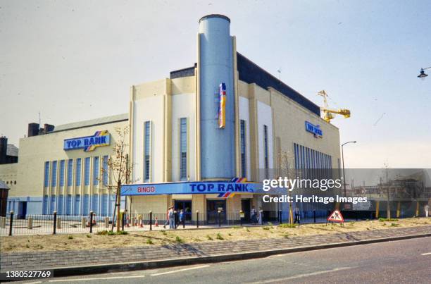 Top Rank Bingo Club, Claughton Road, Birkenhead, Wirral, 1990-1997. The Top Rank Bingo Club viewed from the north-east. The Ritz Cinema opened in...