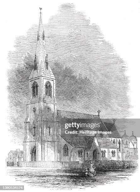 Church of St. John the Evangelist, Penge Common, [South London]. 1850. 'This neat and substantial Church has just been erected near the Almshouses of...