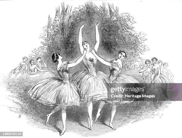 The "Pas de Trois des Graces", at Her Majesty's Theatre, [London], 1850. The dancers Amalia Ferraris, Maria Taglioni and Carlotta Grisi in ', one of...