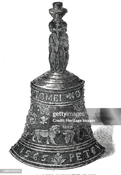 Bell of the Corporation of Rye, 1850. ', a curious old Bell. . It is 5Ω inches high, and bears some grotesque figures and scroll-work. Upper...