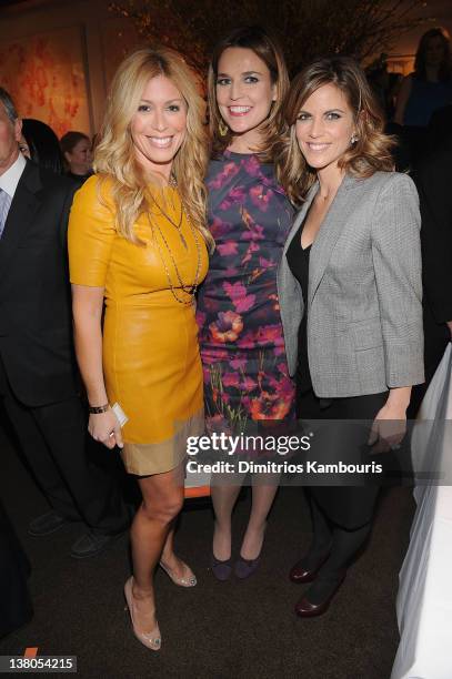 Jill Martin, Savannah Guthrie and Natalie Morales attend the New York Giants Super Bowl Pep Rally Luncheon at Michael's on February 1, 2012 in New...