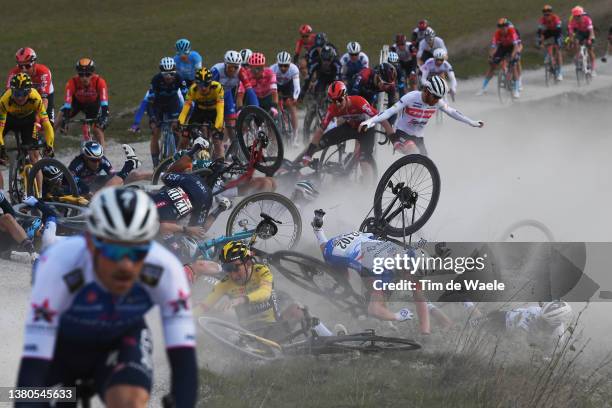 Richard Carapaz of Ecuador and Team INEOS Grenadiers, Tiesj Benoot of Belgium and Team Jumbo - Visma, Lewis Askey of United Kingdom and Team Groupama...