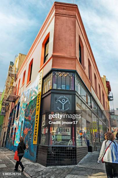 san francisco city lights bookstore - city lights bookstore stock pictures, royalty-free photos & images