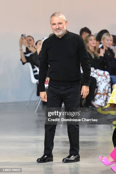 Designer Elie Saab walks the runway during the Elie Saab Womenswear Fall/Winter 2022-2023 show as part of Paris Fashion Week on March 05, 2022 in...