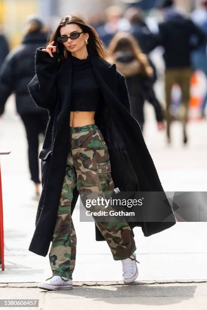 Emily Ratajkowski is seen in Tribeca on March 05, 2022 in New York City.