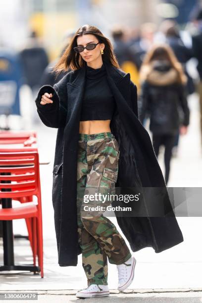 Emily Ratajkowski is seen in Tribeca on March 05, 2022 in New York City.