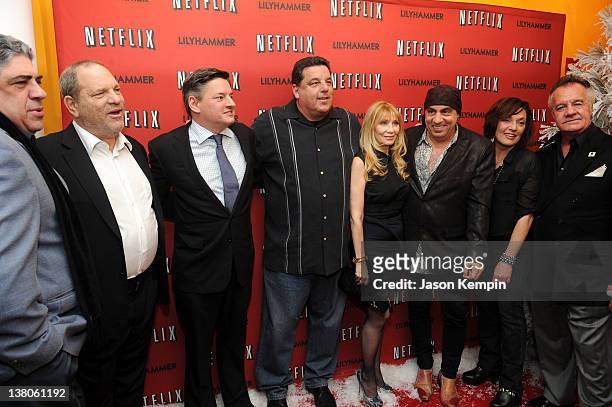 Actor Vincent Pastore, producer Harvey Weinstein, Netflix Chief Content Officer Ted Sarandos, actor Steve Schirripa, actress Maureen Van Zandt, actor...