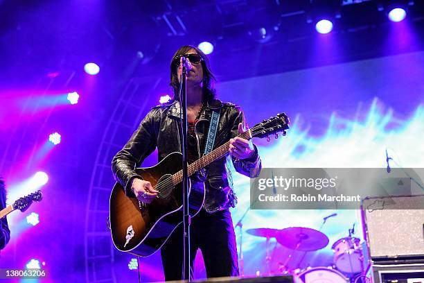 Brent James of Brent James & The Contraband performs during day 6 of the Super Bowl Village on February 1, 2012 in Indianapolis, Indiana.