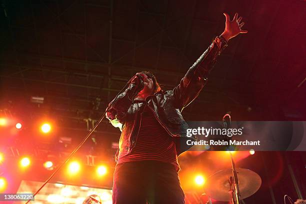 Brent James of Brent James & The Contraband performs during day 6 of the Super Bowl Village on February 1, 2012 in Indianapolis, Indiana.