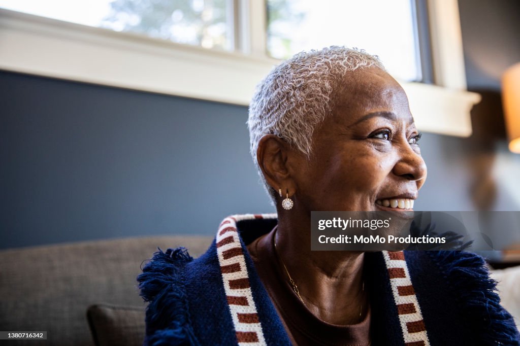 Portrait of senior woman in her home