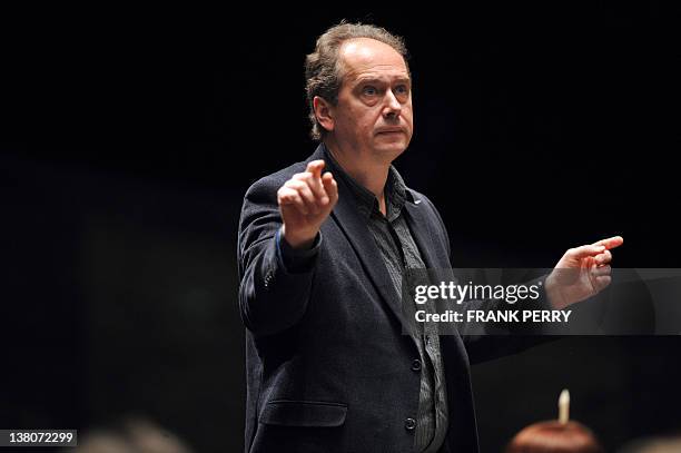 Russian Dmitri Liss conducts the Ural Philharmonic Orchestra, in Nantes, western France on February 1 during the 18th edition of the classical music...