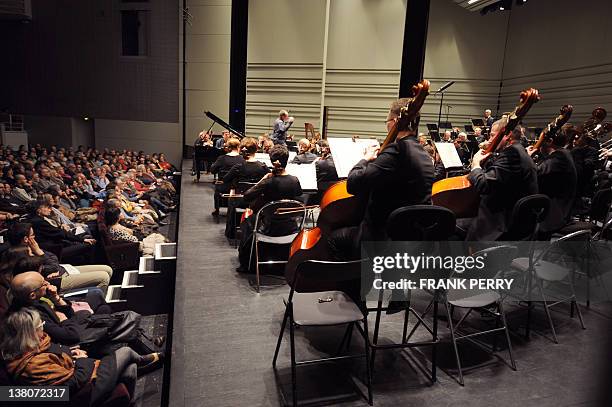 Members of the Ural Philharmonic Orchestra perform in Nantes, western France on February 1 during the 18th edition of the classical music festival...
