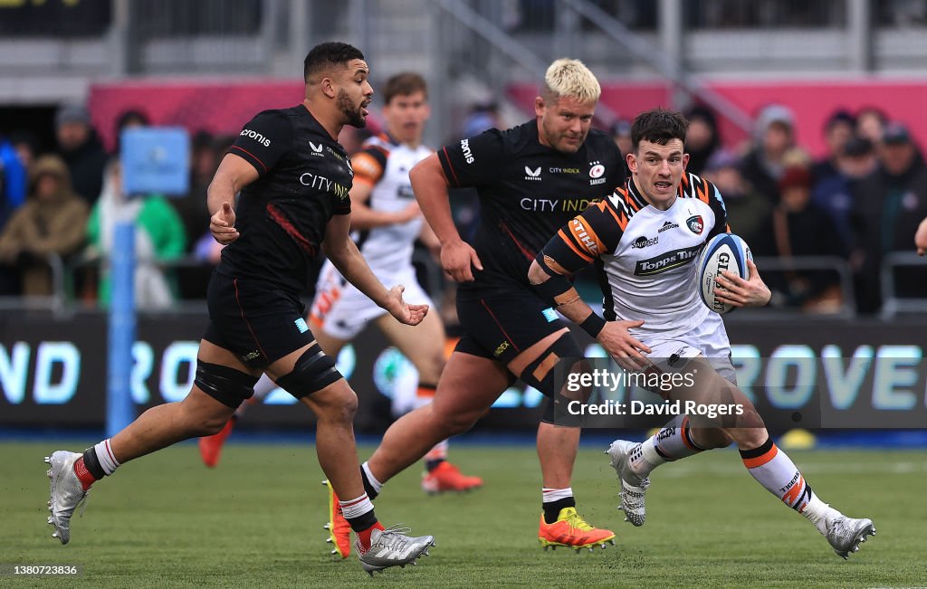 Tigers Rugby Matt Scott of Leicester Tigers breaks with the ball during the... News ...