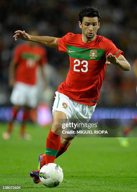 Portugal´s forward Helder Postiga controls the ball during the UEFA Euro 2012 Group H qualifying football match Portugal vs Iceland at the Dragao...
