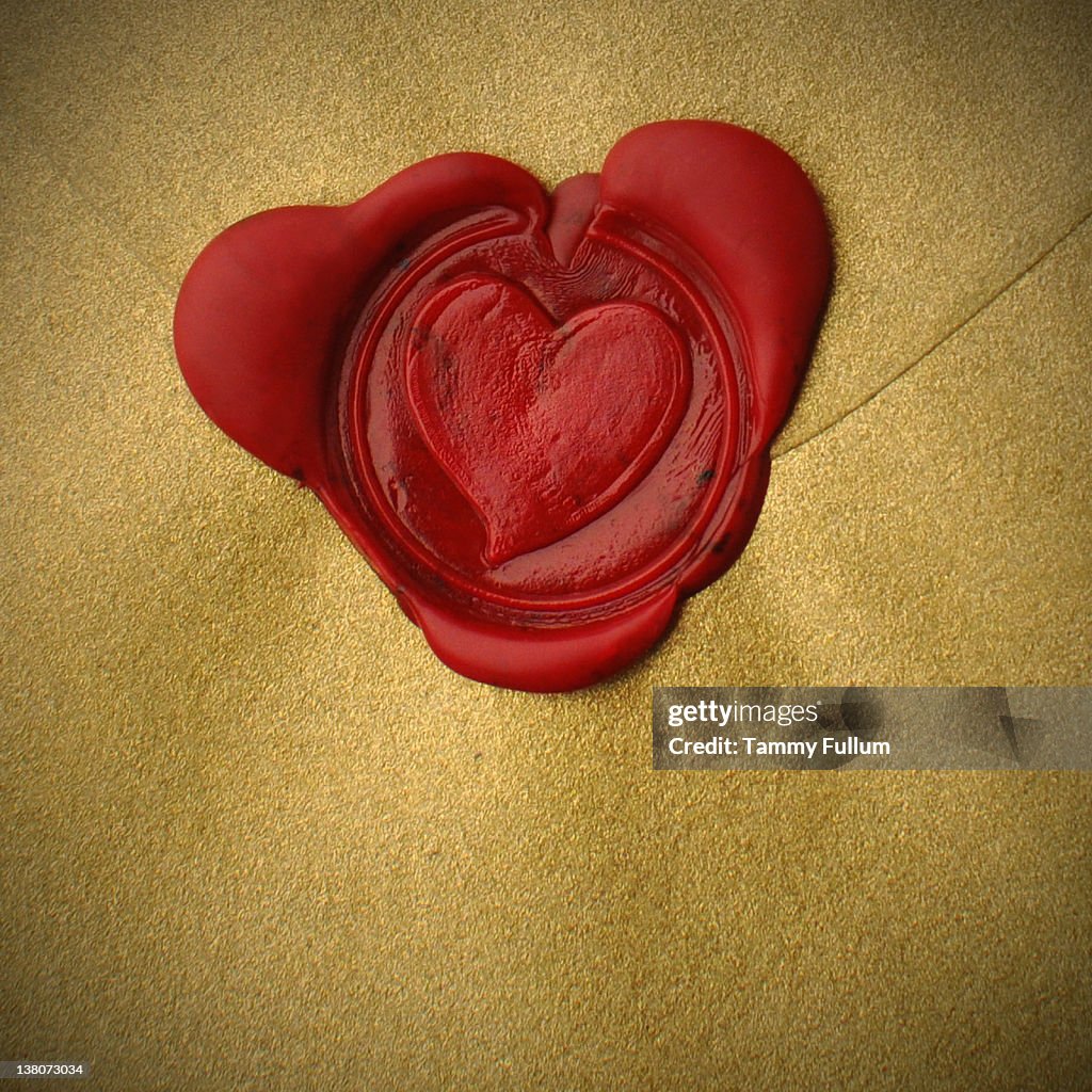 Red Wax Heart Seal Love Letter