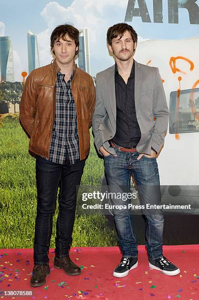 Raul Fernandez and Raul Arevalo attend the presentation of the TV series 'Con el culo al aire' on February 1, 2012 in Madrid, Spain.