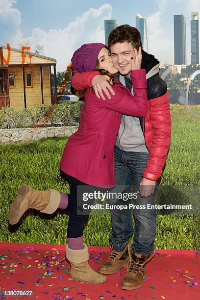 Adan Jezierski and Henar Jimenez attend the presentation of the TV series 'Con el culo al aire' on February 1, 2012 in Madrid, Spain.