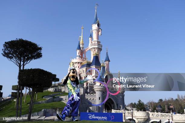 View of the atmosphere during the Disneyland Paris 30th Anniversary Celebration at Disneyland Paris on March 05, 2022 in Paris, France.